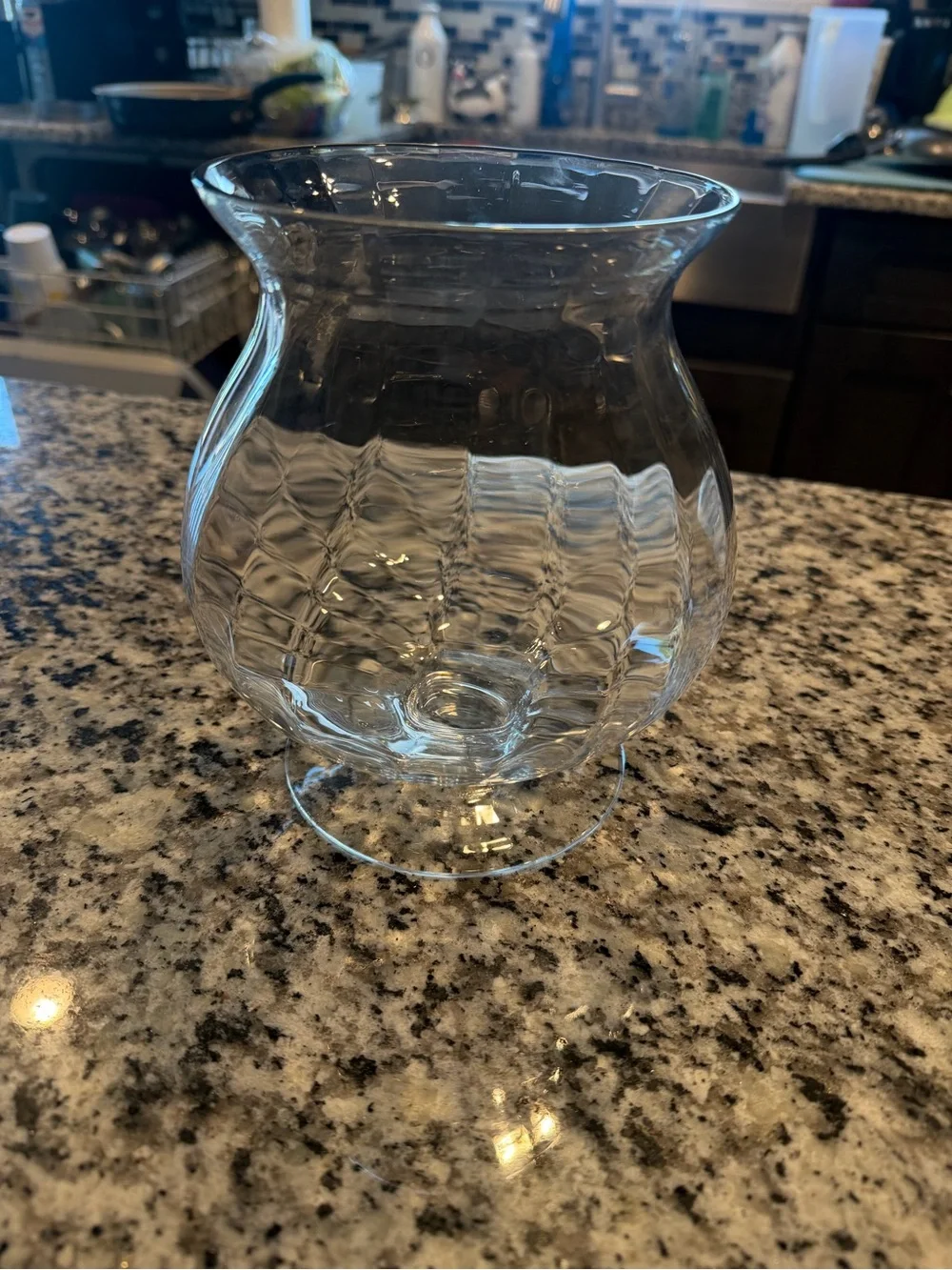 Clear Glass Decorative Vase - Elegant Curved Design